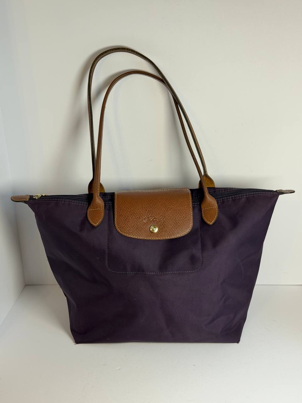 Purple Longchamp Le Pliage Nylon Tote Bag